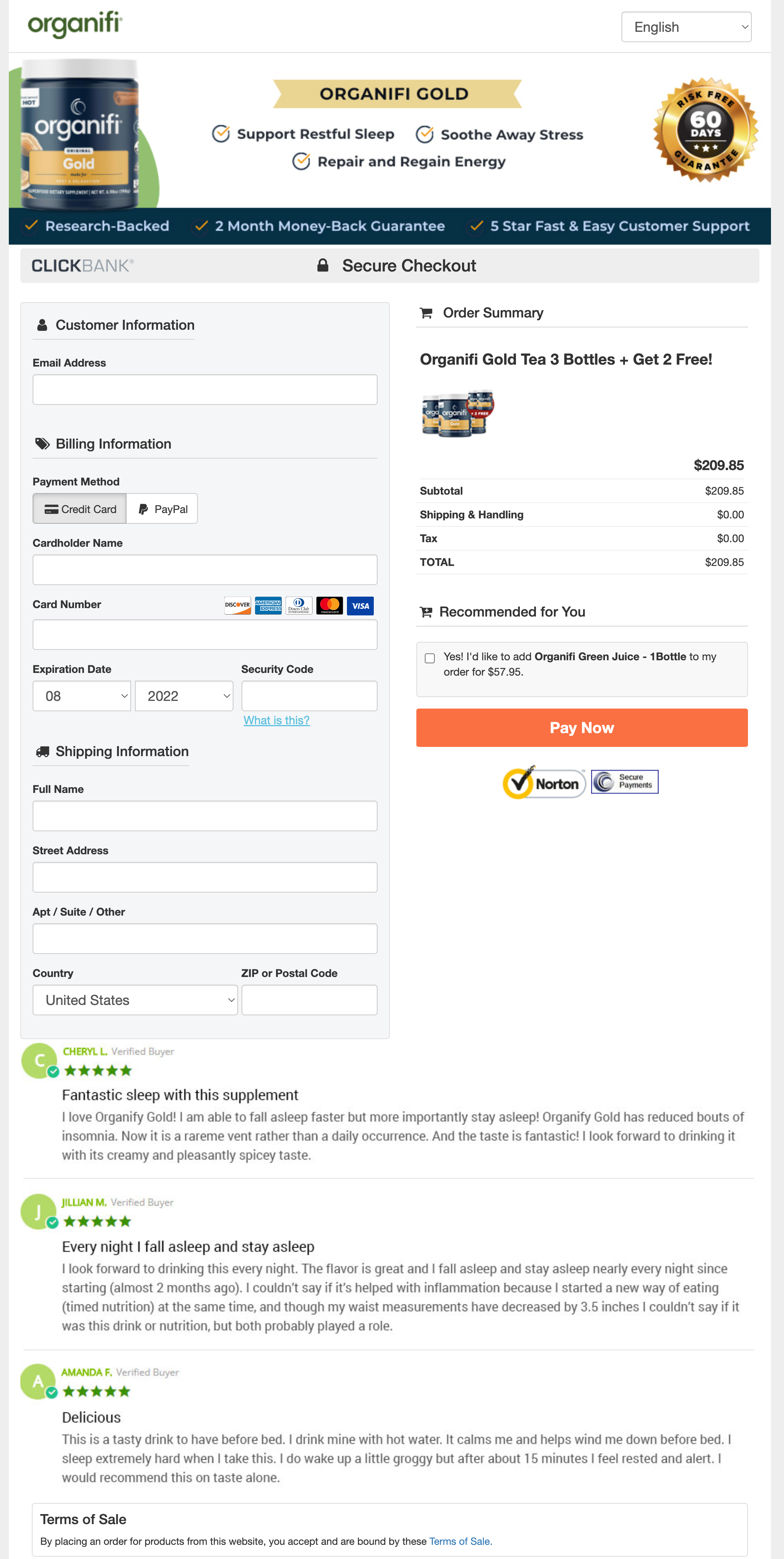 Organifi Gold - Order Page